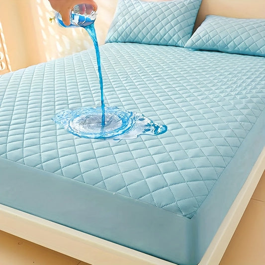 1pc Soft And Comfortable 100% Waterproof Mattress Protector, All-Season Cooling Breathable Noiseless Mattress Pad Cover, Thickened Quilted Mattress Protector Layered Fitted Sheet, Deep Pocket Up to 15" Without Pillowcase And Pillow